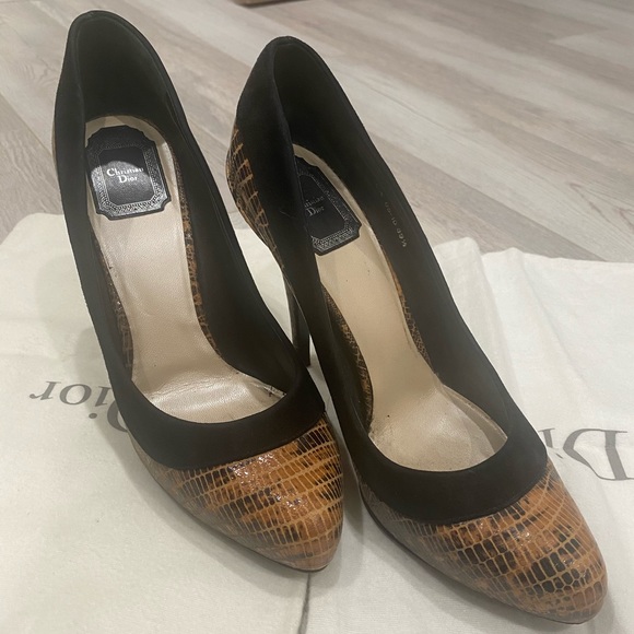Dior light pink croc and suede pumps - Picture 1 of 13